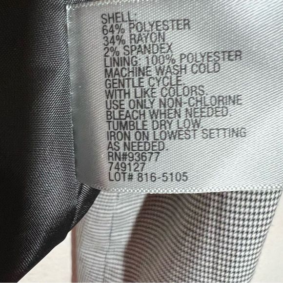 Worthington Black & White Houndstooth Buttoned Blazer Suit Jacket Womens Size 10 - Picture 5 of 7